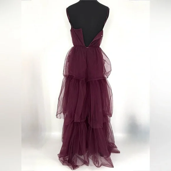 Lulus Unforgettable Poise Tulle Bustier Tiered Maxi Dress, Plum Purple, XS, NWT - Picture 7 of 15